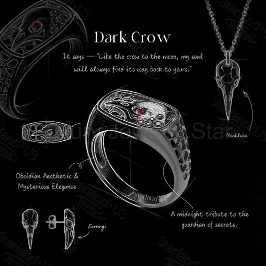 Unique Gothic Style Animal Inspired Red & Black Gold Jewelry - 'Dark Crow' Jewelry Box - image 2