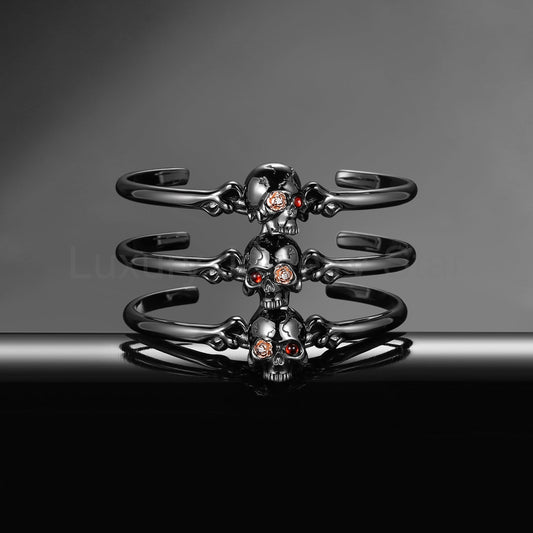 Unique Skull & Skeleton ‘Three Times a Bride' Stacked Cuff Bracelet - image 2