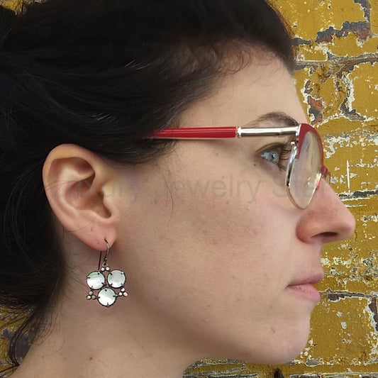 Handmade Geometric Pearl Star Earrings - image 2