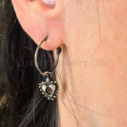Ruby Sacred Heart Earrings - image 2