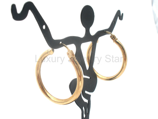 14K Yellow Gold Round Hoop Earrings - image 2