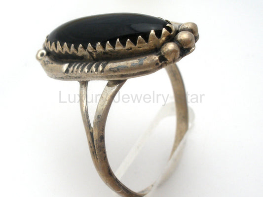 Black Onyx Ring Sterling Silver Jean Dixon Size 8.25 - image 2