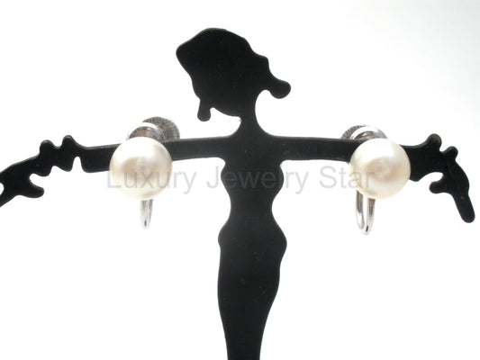 Imperial Pearl Earrings 12K White Gold Filled Vintage - image 2