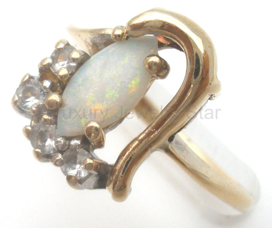 Opal 10K Yellow Gold Ring Size 5.75 Vintage - image 2