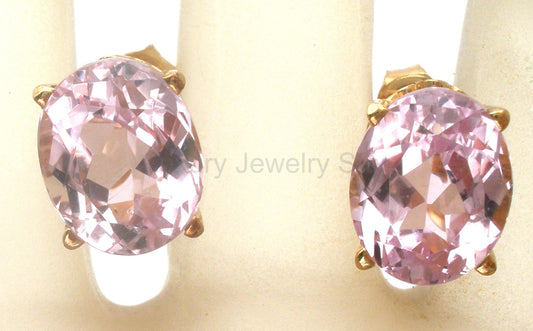 Pink Ice Earrings 14K Gold CZ Pierced Stud - image 2