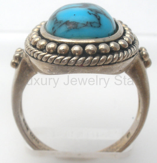 Turquoise Ring Sterling Silver Size 8.5 - image 2
