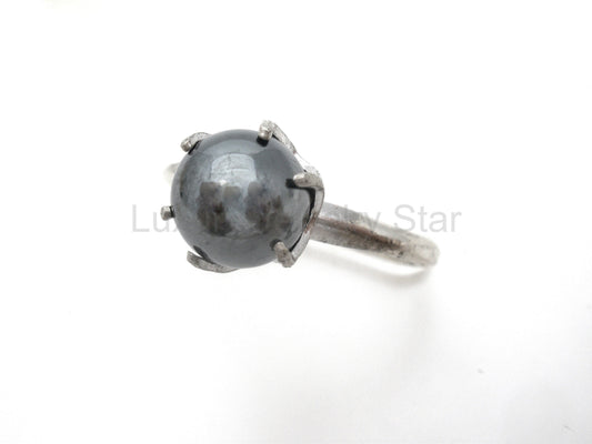 Uncas Hematite Ring Sterling Silver Size 7 - image 2