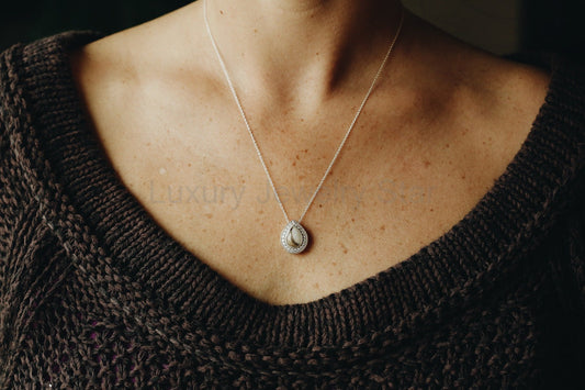 Diamond Halo Drop Pendant - image 2