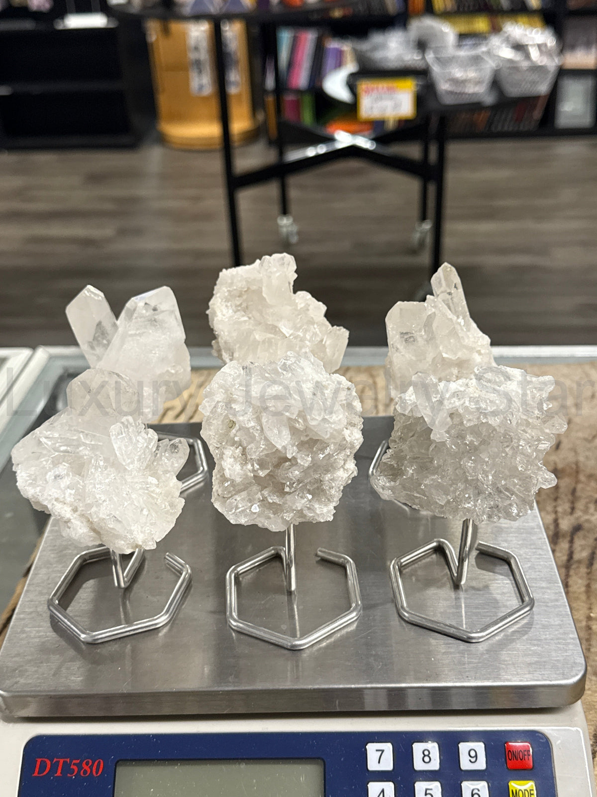 Raw Clear Quartz Cluster on Stand