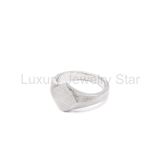 Silver Brushed Rhombus Ring - image 2
