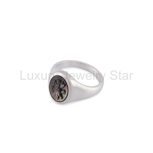 Silver Cherub Cameo Ring - image 2