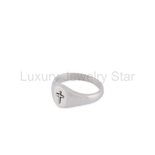 Silver Cross Signet Ring - image 2