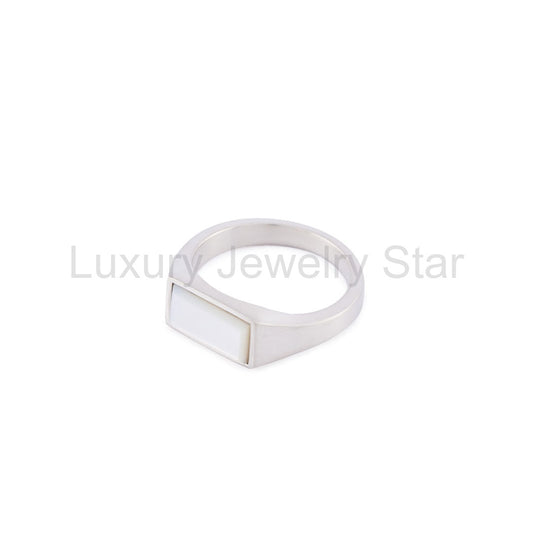 Silver Mother of Pearl Rectangle Ring - image 2