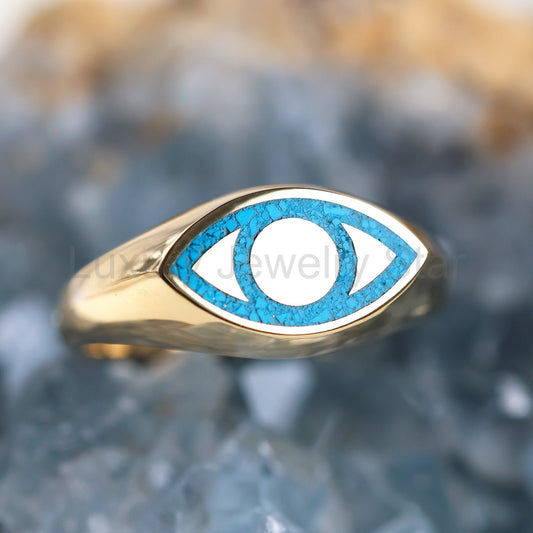 All seeing eye Gold signet ring - Ready to Ship-new - image 2