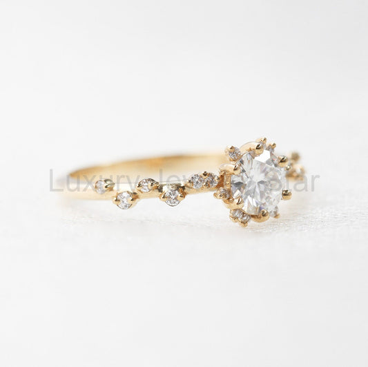 Bokeh Round Moissanite Ring - Ready to Ship-new - image 2