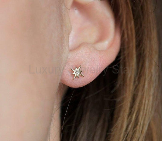 Diamond Earrings, Star Earrings - Ready to Ship-new - image 2