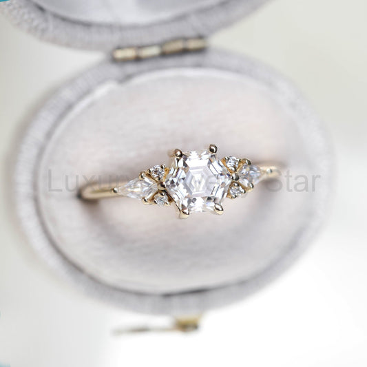 Harmony hexagon diamond engagement ring - image 2