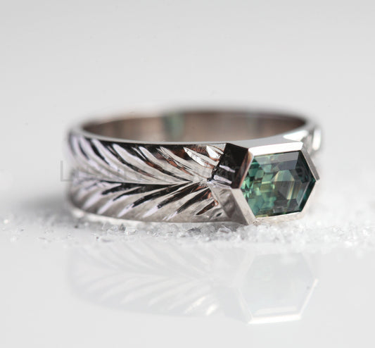Noemi Hexagon Sapphire Band - image 2