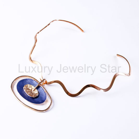 Boho Abstract Double Oval Jewelry Set, Chic Large Bold Color Pendant, Unique Artsy Gift - image 2