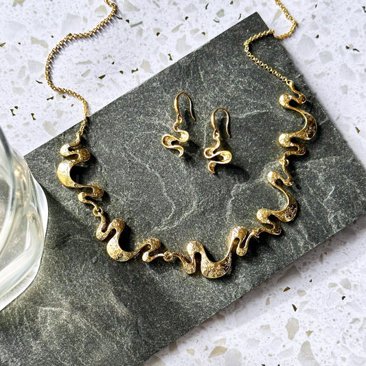 Boho Shifting Waves Dangle Earrings, Abstract Ocean Wave Minimalist Drop Earrings - image 2