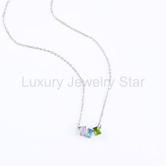 Custom Mom Multi-Stone Rectangular Cabochon Necklace - image 2