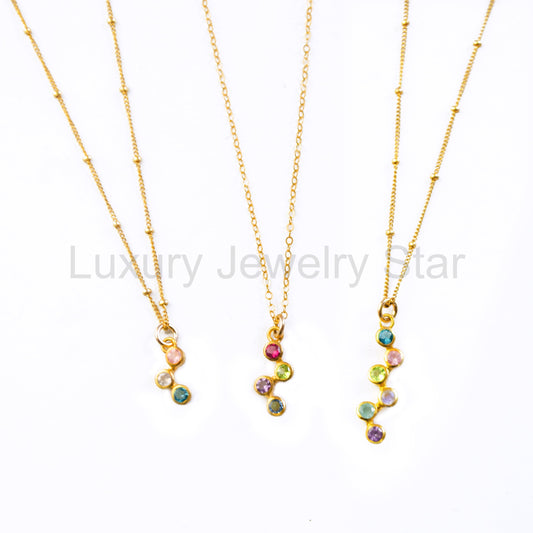Custom Vertical ZigZag Birthstone Mom Necklace - image 2