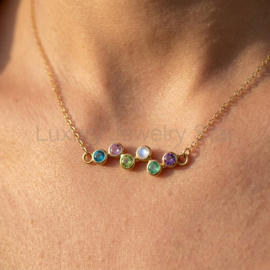 Zigzag Birthstone Necklace for Mom, with Up to 6 Stones Gift for MIL, Grandmother in - image 2