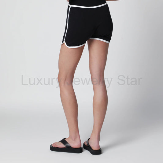 Courrèges - Contrast mini jersey shorts in black cotton - image 2