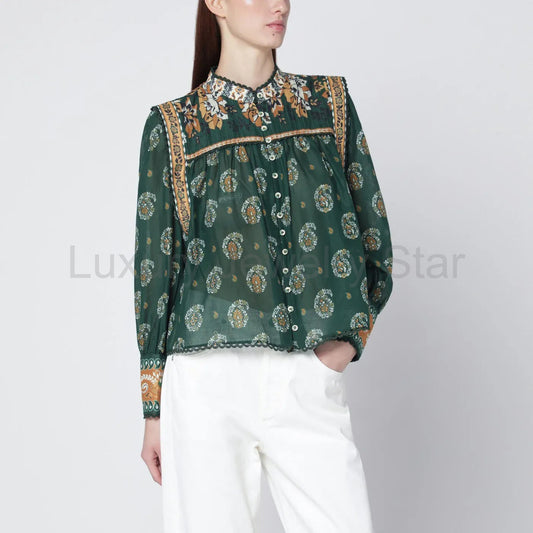 FARM Rio - Tayla green cotton blouse - image 2