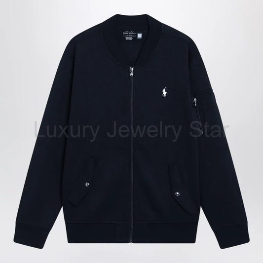 Polo Ralph Lauren - Navy blue zip-up cotton-blend sweatshirt - image 2
