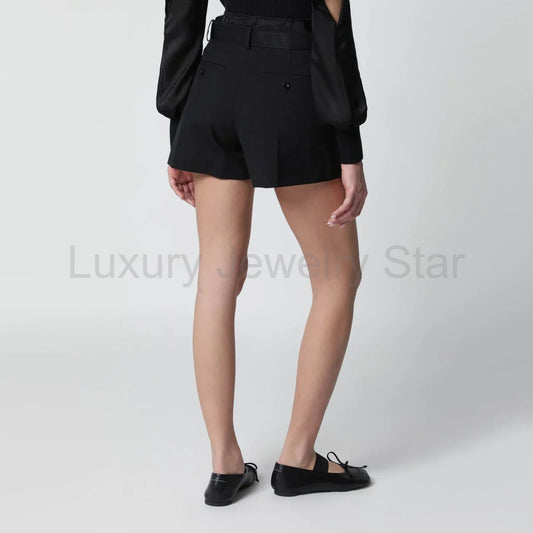 Sacai - Black wool-blend Shorts - image 2