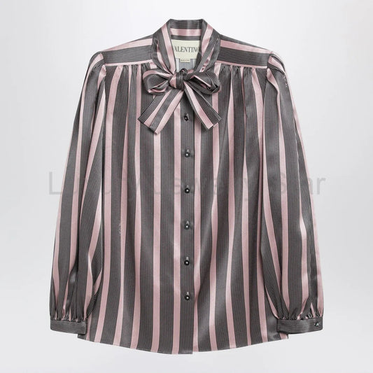 Valentino - Striped Crepe de Chine shirt - image 2