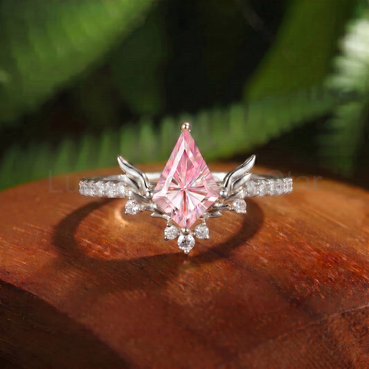 Fairy Wing Firework Kite Cut Pink Sapphire Engagement Ring - Seraphina