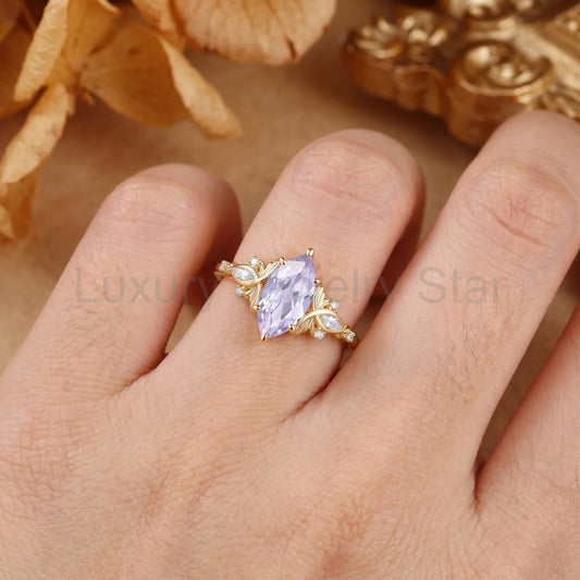 Forest Fairy Marquise Cut Lavender Sapphire Butterfly Engagement Ring - Letitia