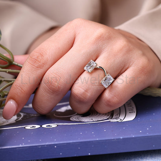 Two Stone Radiant Cut Engagement Ring - image 2