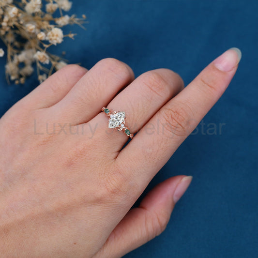 1.0CT~5.0CT Marquise cut Lab Grown Diamond Engagement Ring - image 2