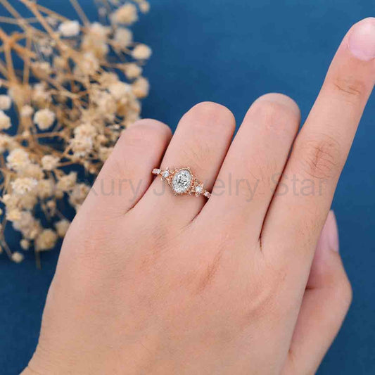 1.0CT~5.0CT Oval cut Lab Grown Diamond Vintage Engagement Ring - image 2