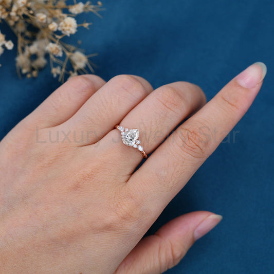 1.0CT~5.0CT Pear cut Lab Grown Diamond Engagement Ring - image 2