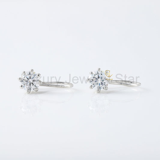 Round Cut Lab Grown Diamond Dangle Earrings - image 2