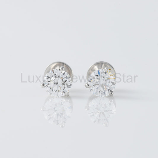 Round Cut Moissanite Stud Earrings - image 2