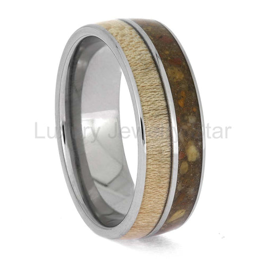 Baseball Field Wedding Band with White Ash Wood - image 2