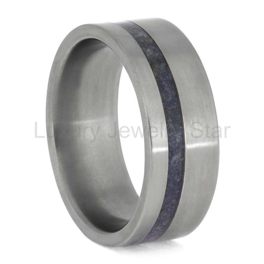 Blue Sapphire Wedding Band for Men in Titanium - image 2