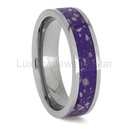 Custom Memorial Ring with Purple Enamel and Ashes in Titanium - image 2
