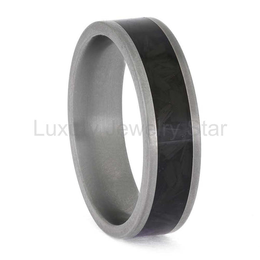 Forged Carbon Fiber Wedding Band in Titanium - image 2