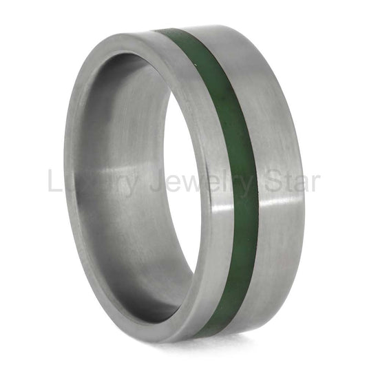 Green Jade Wedding Band for Men - image 2