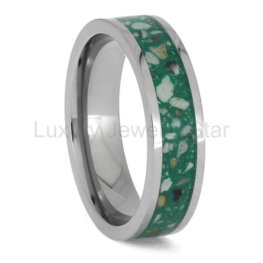 Green Memorial Ring with Ashes and Enamel - image 2