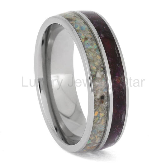 Memorial Ring with Flowers, Ashes & Opal - image 2
