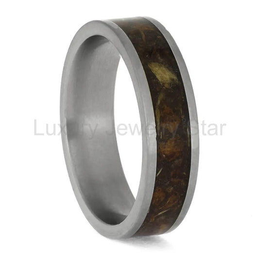 Pinecone Inlay Wedding Band in Titanium - image 2