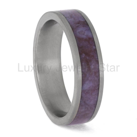 Purple Jade Wedding Band for Men in Matte Titanium - image 2