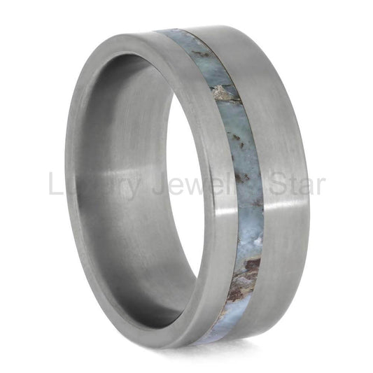 Solid Larimar Stone Wedding Band for Men - image 2